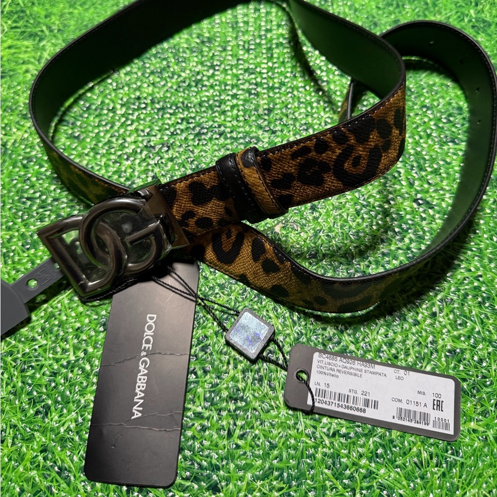 Dolce & Gabbana reversible Animal Print Belt with Black Accents NWT